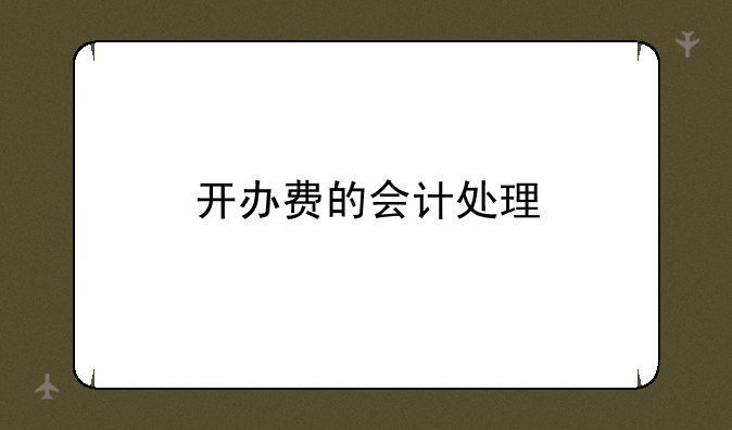 开办费的会计处理