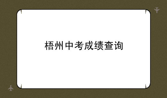 梧州中考成绩查询