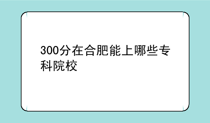 300分在合肥能上哪些专科院校