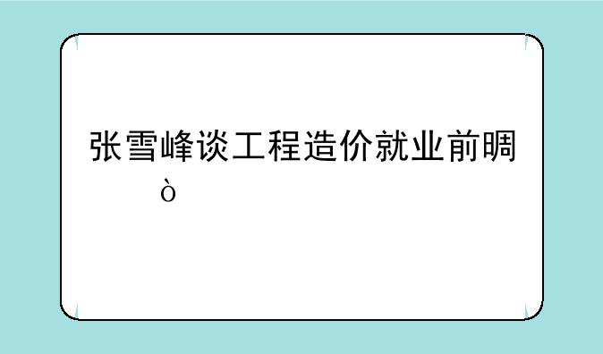张雪峰谈工程造价就业前景？