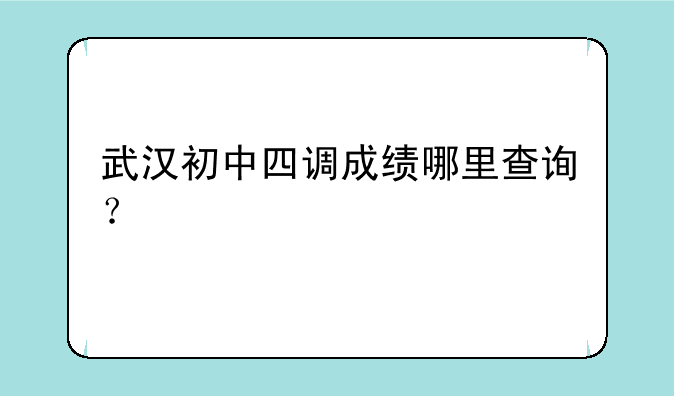 武汉初中四调成绩哪里查询？