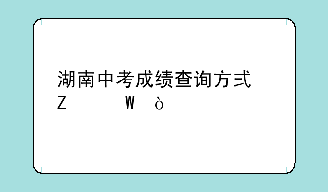 湖南中考成绩查询方式方法？