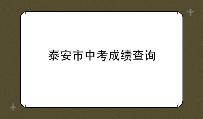 泰安市中考成绩查询