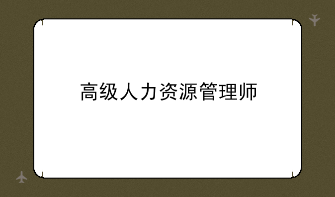 高级人力资源管理师