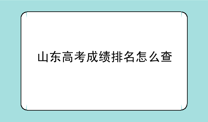 山东高考成绩排名怎么查