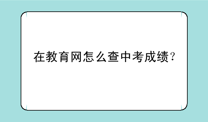 在教育网怎么查中考成绩？