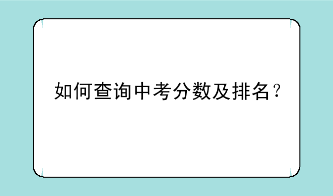 如何查询中考分数及排名？