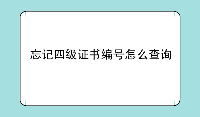 忘记四级证书编号怎么查询