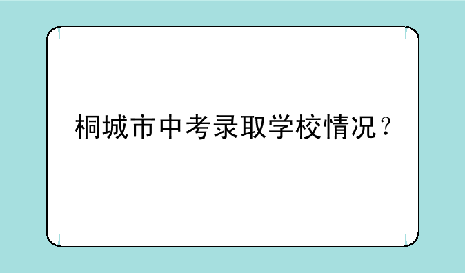 桐城市中考录取学校情况？