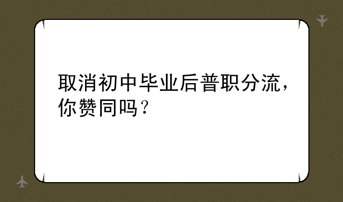 取消初中毕业后普职分流，你赞同吗？