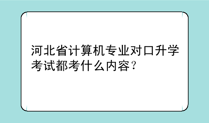 河北省计算机专业对口升学考试都考什么内容？