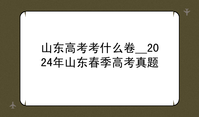 山东高考考什么卷__2024年山东春季高考真题